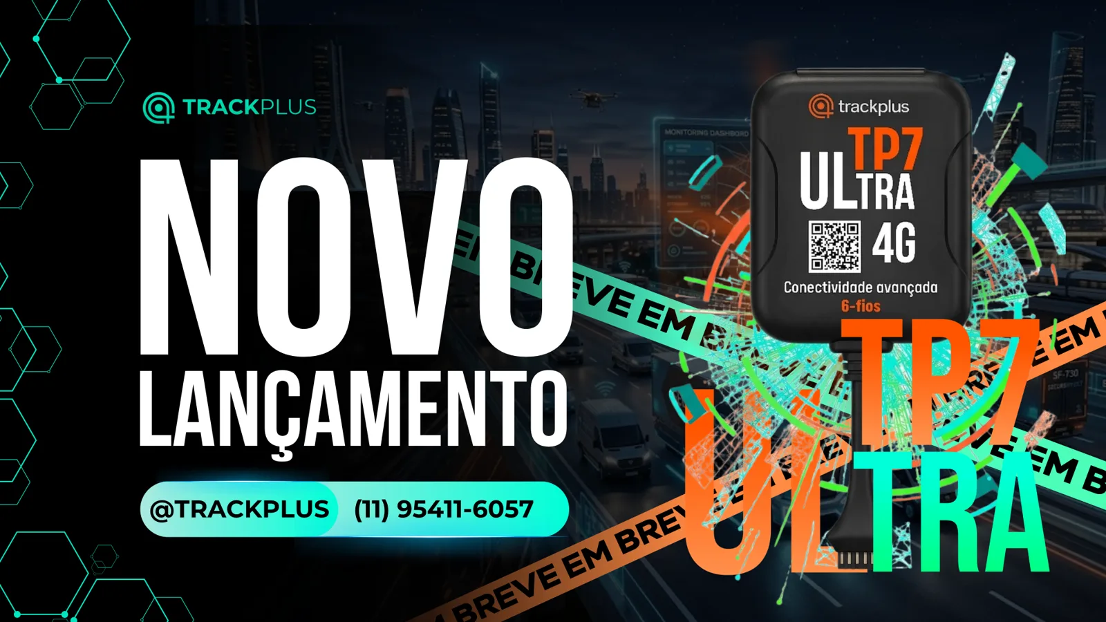 Rastreador TP7 Ultra 4G da Trackplus, novo lançamento com conectividade avançada e chicote de 6 fios